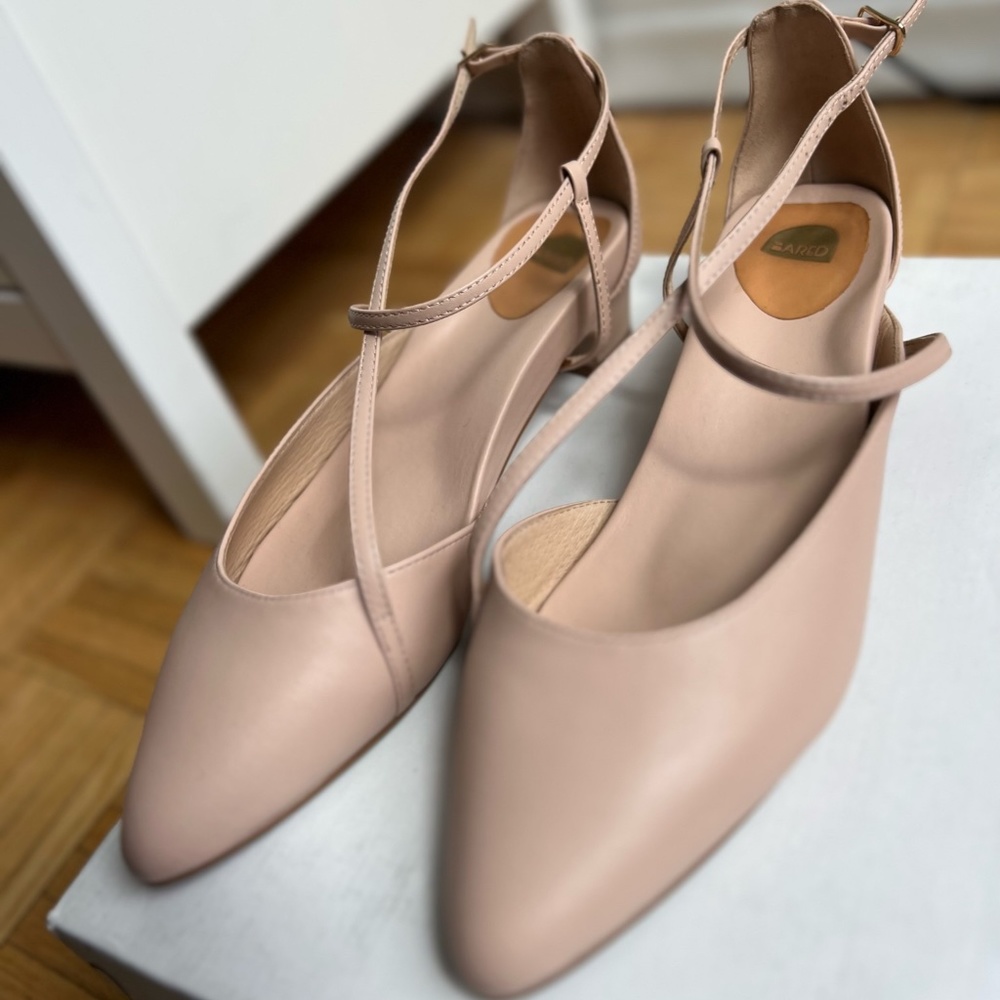 Bared Footwear Blush Pink Pointed T-Strap Flats